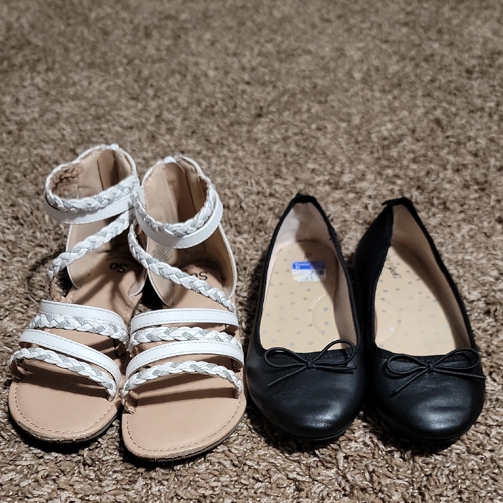 SO Cat & Jack Size 1 Gladiator Sandals Ballerina Flats Dressy Shoes Bundle